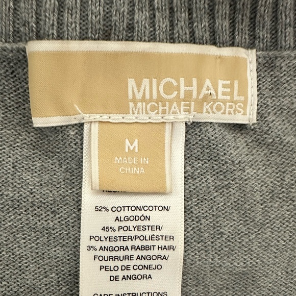 NEW Michael Kors Thin Knit V-Neck Belt Poncho Shawl Wrap Pullover Tunic Top M - Picture 11 of 14